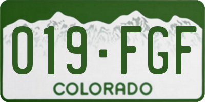 CO license plate 019FGF