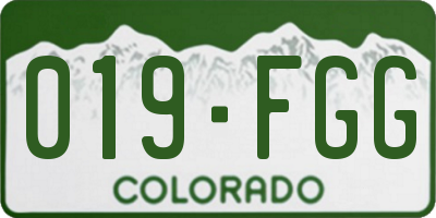 CO license plate 019FGG