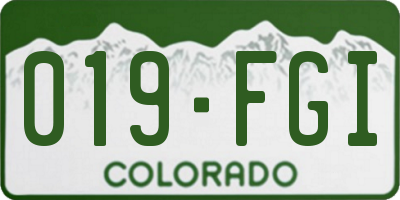 CO license plate 019FGI
