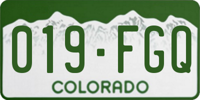 CO license plate 019FGQ