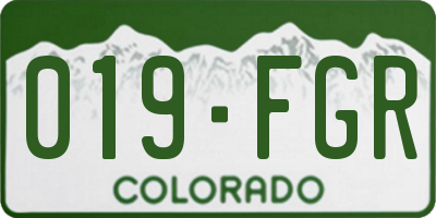 CO license plate 019FGR