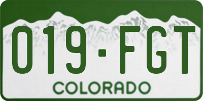 CO license plate 019FGT