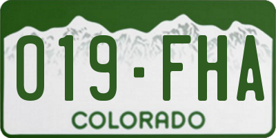 CO license plate 019FHA