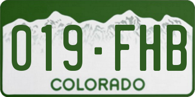 CO license plate 019FHB