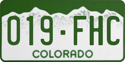 CO license plate 019FHC
