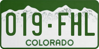 CO license plate 019FHL