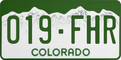 CO license plate 019FHR