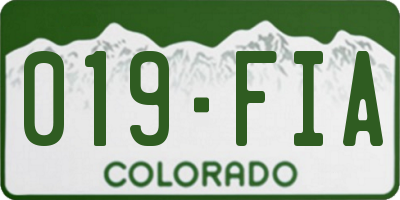 CO license plate 019FIA