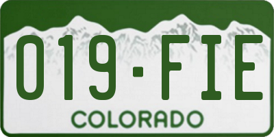 CO license plate 019FIE
