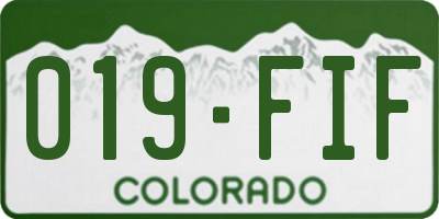 CO license plate 019FIF