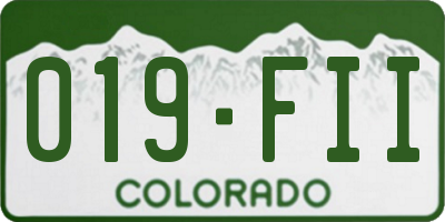 CO license plate 019FII