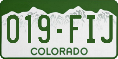 CO license plate 019FIJ