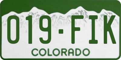 CO license plate 019FIK
