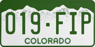 CO license plate 019FIP