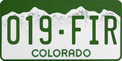 CO license plate 019FIR