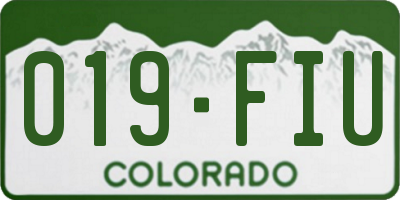 CO license plate 019FIU