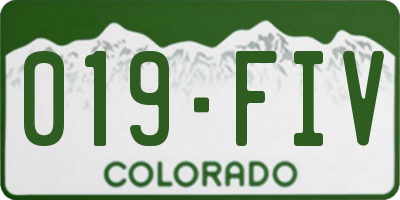 CO license plate 019FIV