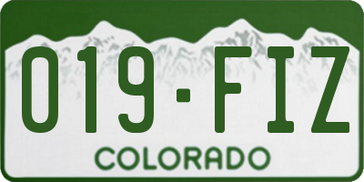 CO license plate 019FIZ