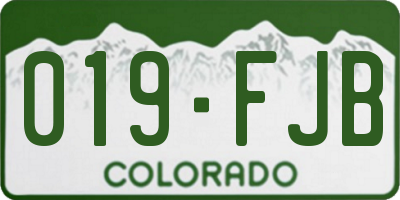 CO license plate 019FJB