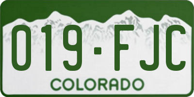 CO license plate 019FJC