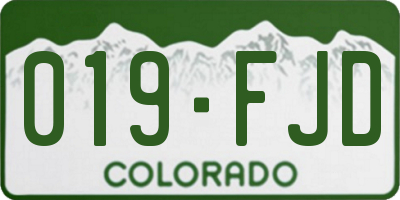 CO license plate 019FJD