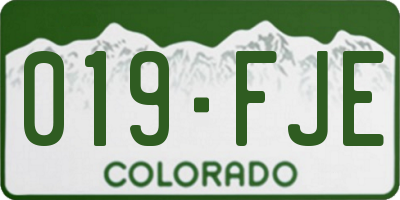 CO license plate 019FJE