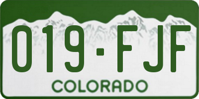 CO license plate 019FJF