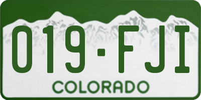 CO license plate 019FJI