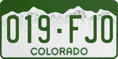 CO license plate 019FJO