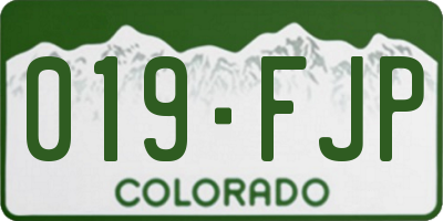 CO license plate 019FJP