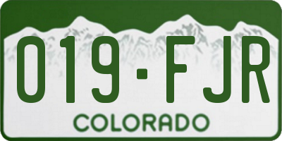 CO license plate 019FJR