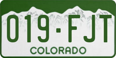 CO license plate 019FJT