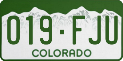 CO license plate 019FJU