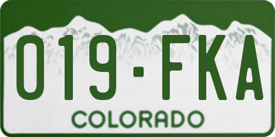 CO license plate 019FKA