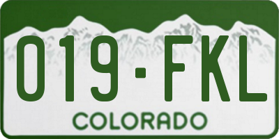 CO license plate 019FKL