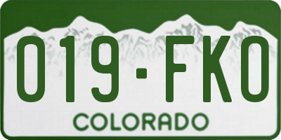 CO license plate 019FKO