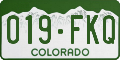 CO license plate 019FKQ