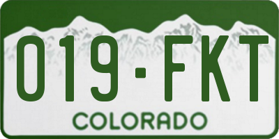 CO license plate 019FKT