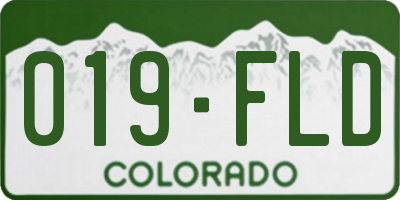 CO license plate 019FLD