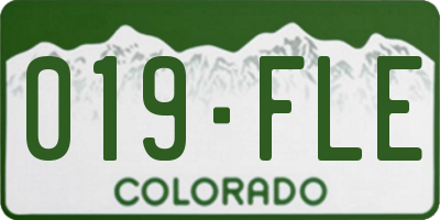 CO license plate 019FLE