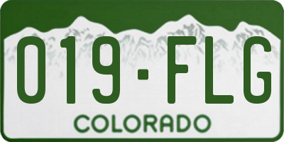 CO license plate 019FLG