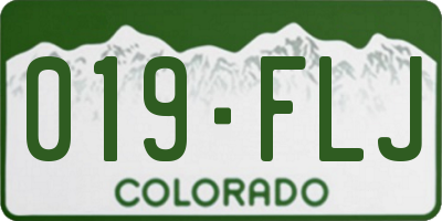 CO license plate 019FLJ