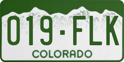 CO license plate 019FLK