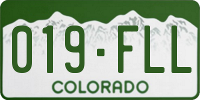CO license plate 019FLL