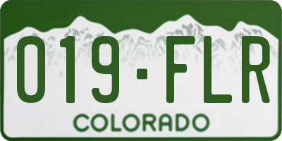 CO license plate 019FLR