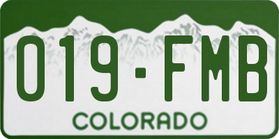 CO license plate 019FMB