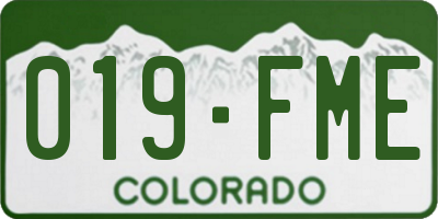 CO license plate 019FME
