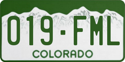 CO license plate 019FML