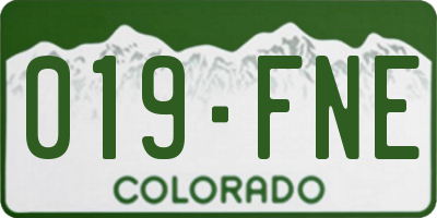 CO license plate 019FNE