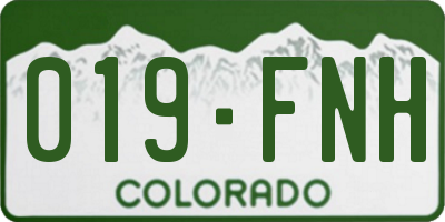CO license plate 019FNH